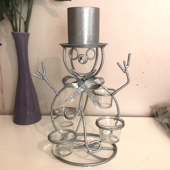 Other - VINTAGE SNOWMAN CANDLE HOLDER